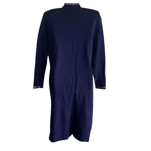 Vintage Jennifer Roberts Dress Womens Size 8 Blue Wool Blend Sweater Knit Bling - Picture 5 of 7